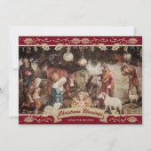 Cartes Pour Fêtes Annuelles Red Holly Nativité Scène Christian Noël (Devant)