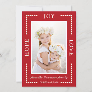 Cartes Pour Fêtes Annuelles Red Hope Joy Love Modern Christmas Photo