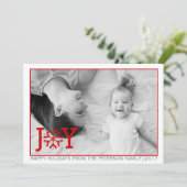 Cartes Pour Fêtes Annuelles Red "JOY", flocon de neige photo appartement de No (Debout devant)