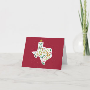 Cartes Pour Fêtes Annuelles Red Joy Holiday Feuilles Texas Shape Photo
