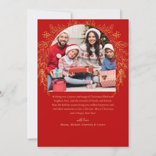 Cartes Pour Fêtes Annuelles Red Joyeux Noël Botanique Photo (Dos)