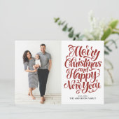 Cartes Pour Fêtes Annuelles Red Joyeux Noël Calligraphie (Debout devant)