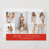 Cartes Pour Fêtes Annuelles RED Joyeux Noël Elégant 9 Collage Multi Photo (Devant)