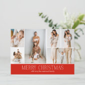 Cartes Pour Fêtes Annuelles RED Joyeux Noël Elégant 9 Collage Multi Photo (Debout devant)