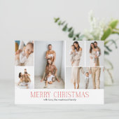 Cartes Pour Fêtes Annuelles RED Joyeux Noël Elégant 9 Collage Multi Photo (Debout devant)