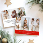 Cartes Pour Fêtes Annuelles RED Joyeux Noël Elégant 9 Collage Multi Photo<br><div class="desc">Partagez les moments forts de votre famille avec cette carte de Noël en revue qui présente un design simple, minimal et propre. Le devant comprend un collage moderne de 6 photos jumelé à l'accueil festif "Joyeux Noël" dans une élégante police serif sur une couleur FESTIVE ROUGE, avec espace pour personnaliser...</div>