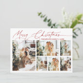 Cartes Pour Fêtes Annuelles Red Joyeux Noël Élégant Script Photo Collage (Debout devant)