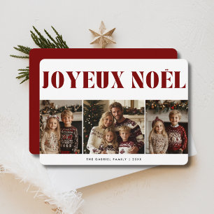 Cartes Pour Fêtes Annuelles Red Joyeux Noël Français Noël 3 Photo Kids
