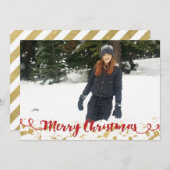 Cartes Pour Fêtes Annuelles Red Joyeux Noël Gold Splat Photo Holiday Card (Devant / Derrière)