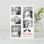 Cartes Pour Fêtes Annuelles Red Joyeux Noël script jeunes mariés photo collage (Debout devant)