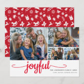 Cartes Pour Fêtes Annuelles Red Joyful 4 photos collage Noël vacances (Devant / Derrière)