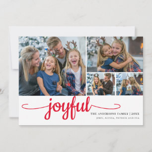 Cartes Pour Fêtes Annuelles Red Joyful 4 photos collage Noël vacances