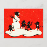 Cartes Pour Fêtes Annuelles Red Krampus Snowball Combattre Snowman Switch<br><div class="desc">Vintage Krampus</div>