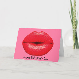 Cartes Pour Fêtes Annuelles Red Lipstick big pop art lips on girly pink