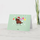 Cartes Pour Fêtes Annuelles Red Long Haired Dachshund Noël mignon (Dos)