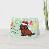 Cartes Pour Fêtes Annuelles Red Long Haired Dachshund Noël mignon (Devant)