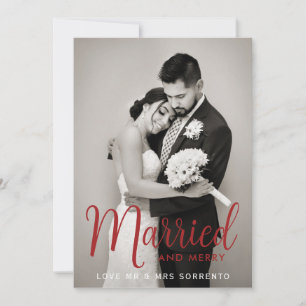 Cartes Pour Fêtes Annuelles Red Married and Joyeux photo de Noël