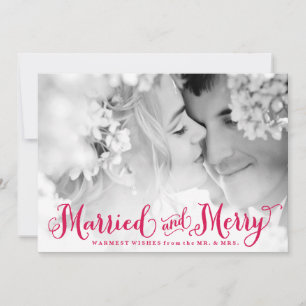Cartes Pour Fêtes Annuelles Red Married and Merry Newlywed