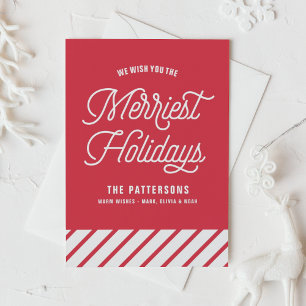 Cartes Pour Fêtes Annuelles Red Merriest vacances Retro Typographie Noël