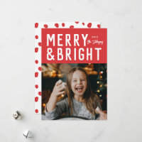 Red Merry & Bright Bold Typographie de Noël Photo