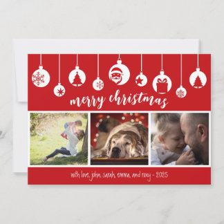 Cartes Pour Fêtes Annuelles Red Merry Christmas Hanging Ornament Photo