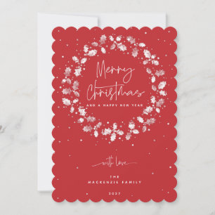 Cartes Pour Fêtes Annuelles Red Merry Christmas Holly Wreath