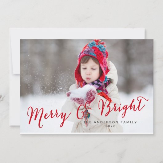 Cartes Pour Fêtes Annuelles Red Merry et Bright Photo (Devant)