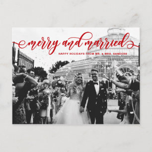 Cartes Pour Fêtes Annuelles Red Merry et Marié Calligraphie Mariage Holiday
