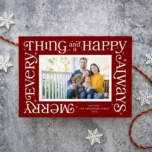 Cartes Pour Fêtes Annuelles Red Merry Everything and Happy Always Photo