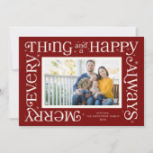 Cartes Pour Fêtes Annuelles Red Merry Everything and Happy Always Photo (Devant)