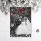 Cartes Pour Fêtes Annuelles Red Merry Hand Lettering Wedding Photo