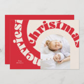 Cartes Pour Fêtes Annuelles Red Modern Bold Typography Christmas Flat Photo (Devant / Derrière)