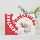 Cartes Pour Fêtes Annuelles Red Modern Bold Typography Christmas Flat Photo (Debout devant)