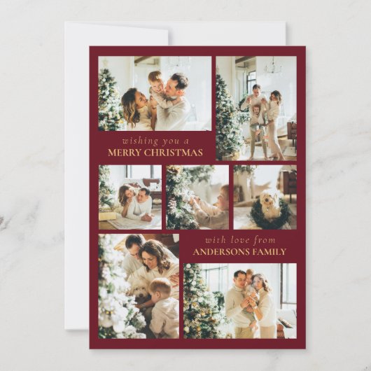 Cartes Pour Fêtes Annuelles Red Modern Typography Photo Collage Noël (Devant)