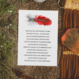 Cartes Pour Fêtes Annuelles Red Native American Feather Memorial Indian Tribal