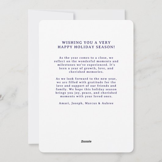 Cartes Pour Fêtes Annuelles Red on Navy Blue Simple Scallop Photo Frame (Dos)