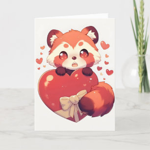 Cartes Pour Fêtes Annuelles Red Panda Kawaii Love