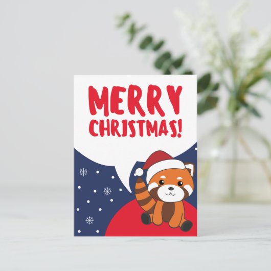 Cartes Pour Fêtes Annuelles Red Panda Noël Neige Hiver Animaux Pandas Hol (Debout devant)