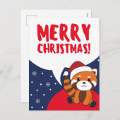 Cartes Pour Fêtes Annuelles Red Panda Noël Neige Hiver Animaux Pandas Hol (Devant / Derrière)
