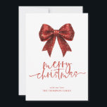 Cartes Pour Fêtes Annuelles Red Parties scintillant Bow 2026 Calendrier Joyeux<br><div class="desc">Red Faux Parties scintillant Bow 2026 Calendrier Joyeux Noël. Disponible numériquement et imprimé. Joyeux Noël est dans un script élégant et personnalisez votre nom sous. Un calendrier pratique pour 2026 est au verso.</div>
