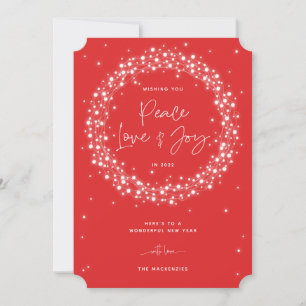Cartes Pour Fêtes Annuelles Red Peace Love+Joie Éclairage Noël