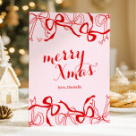 Cartes Pour Fêtes Annuelles Red Pink Girly Coquette Christmas<br><div class="desc">Celebrate the season with style!  Featuring a cozy,  feminine design with bows and a modern script,  this seasonal greeting card will be a hit</div>