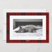 Cartes Pour Fêtes Annuelles Red Plaid Custom Two Horizontal Photo Christmas (Dos)