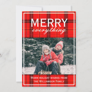 Cartes Pour Fêtes Annuelles Red Plaid Joyeux Tout Famille Photo Noël