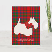 Cartes Pour Fêtes Annuelles Red Plaid Tartan Scottie Greeting (Devant)