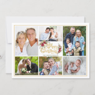 Cartes Pour Fêtes Annuelles Red Poinsettia Joyeux Noël Photo Collage