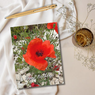 Cartes Pour Fêtes Annuelles Red Poppy Flower Portugal Photographie, Voyage