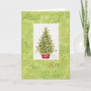 Cartes Pour Fêtes Annuelles Red Pot Christmas Tree of JOY Greeting Card