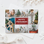 Cartes Pour Fêtes Annuelles Red Retro Joyeux Noël Photo Collage<br><div class="desc">Joyeux Noël! Envoyez vos salutations de vacances à votre famille et à vos amis avec cette carte postale de Noël personnalisable. Il est doté d'une typographie rétro et d'un modèle de montage photo. Personnalisez ce collage photo carte postale de Noël en ajoutant vos détails. Cette carte postale de Noël rouge...</div>
