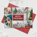 Cartes Pour Fêtes Annuelles Red Retro Joyeux Noël Photo Collage<br><div class="desc">Joyeux Noël! Envoyez vos salutations de vacances à votre famille et à vos amis avec cette carte de Noël personnalisable. Il est doté d'une typographie rétro et d'un modèle de montage photo. Personnalisez cette carte photo collage de Noël en ajoutant vos détails. Cette carte rouge de Noël est disponible en...</div>